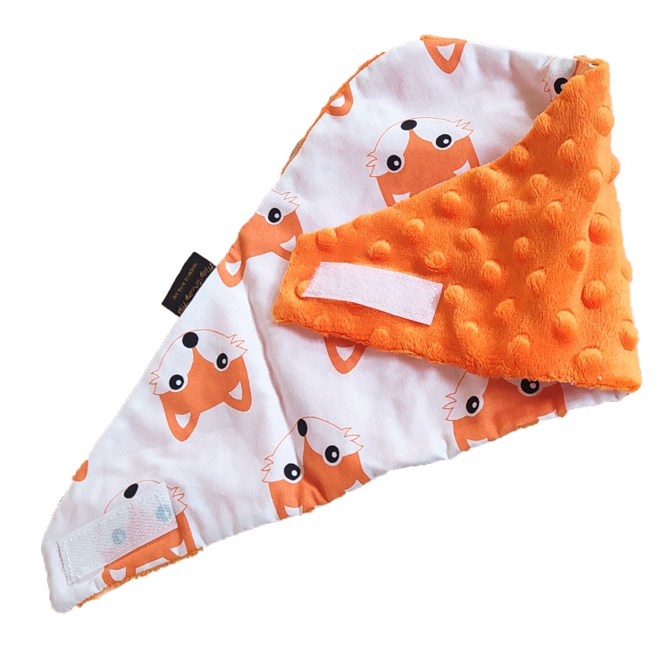 Ocieplacz dwustronny/ chustka dziecięca Minky + bawełna 100%- pomarańczowe liski